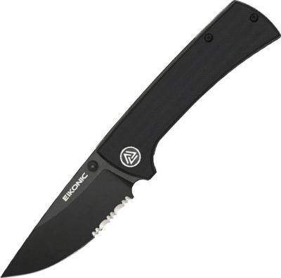 EIK.100BBS - Couteau EIKONIC RCK9 G10 Noir Semi Dentée