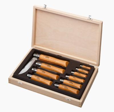 OP183102 - Coffret Bois de 10 Couteaux OPINEL Carbone N°02 au N°12