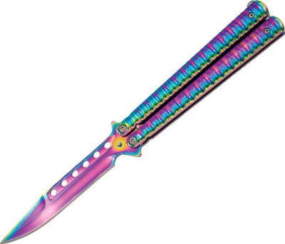 TH16071W - Couteau Papillon THIRD Inox et Arc en Ciel 13 cm