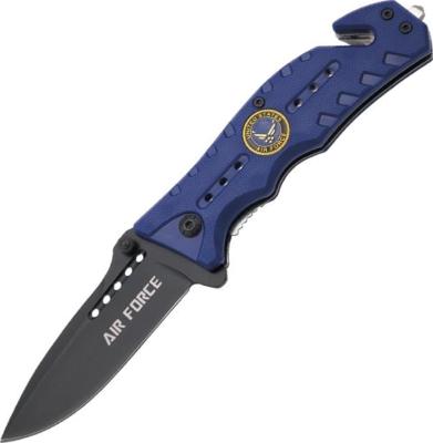 TH.K2769BL - Couteau THIRD Air Force ABS Bleu 12 cm Inox avec Etui