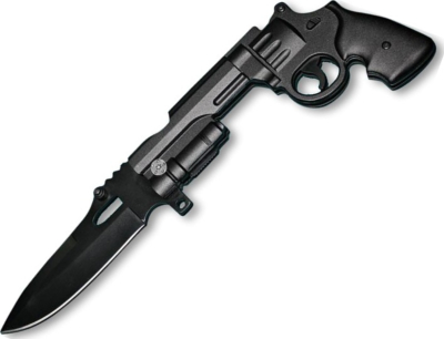 C628 - Couteau Pistolet Acier Noir Liner Lock