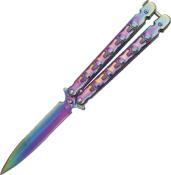CP02217 - Couteau Papillon RAINBOW Tte de Mort 